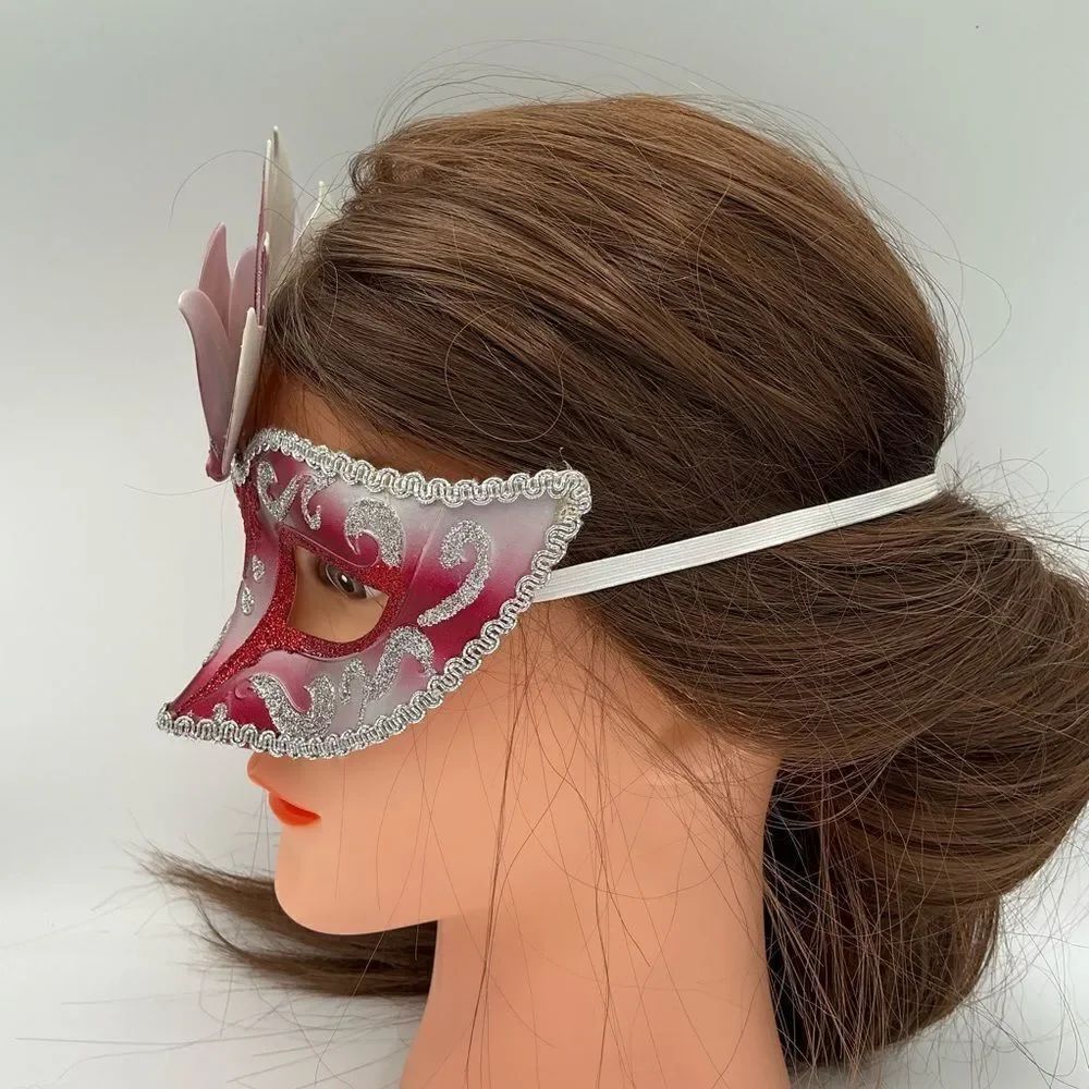 Red and Silver Masquerade Mask - Picture 3 of 6